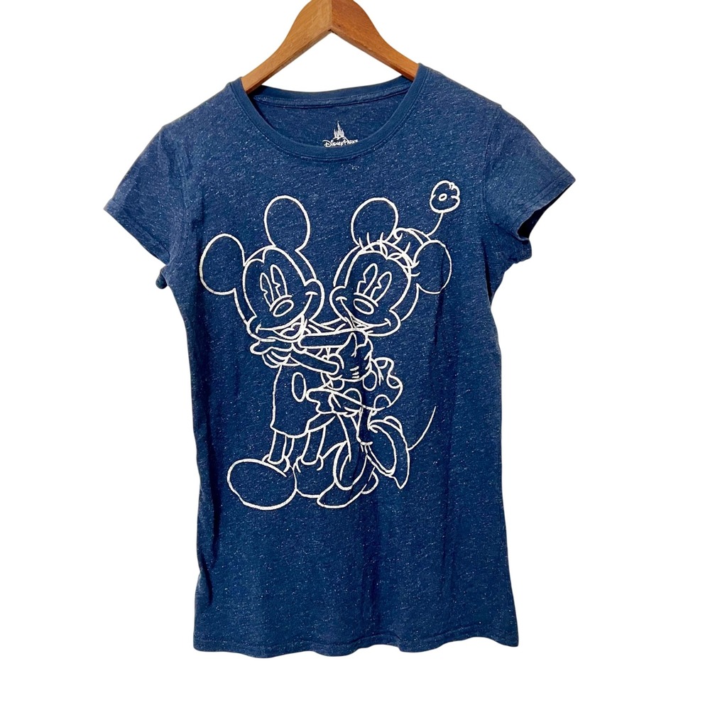 Disney Parks‎ Mickey Minnie Mouse Hugging Graphic T Shirt Blue Size Medium